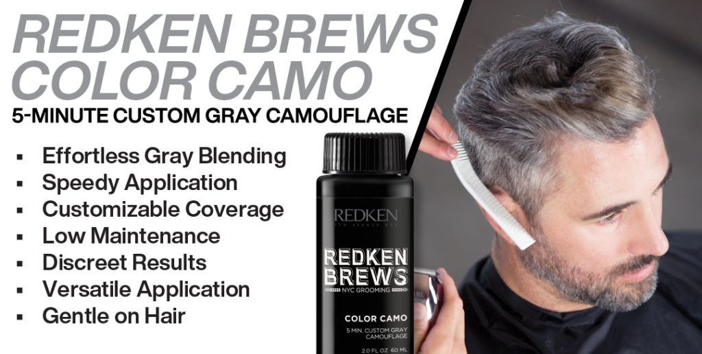 Redken Brews Color Camo Bottle – 5-MINUTE CUSTOM GRAY CAMOUFLAGE • Effortless Gray Blending • Speedy Application • Customizable Coverage • Low Maintenance • Discreet Results • Versative Application • Gentle on Hair